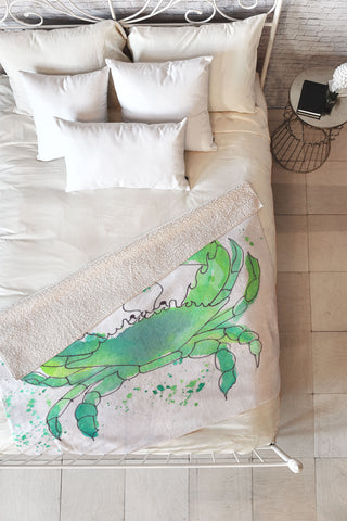 Laura Trevey Seafoam Green Crab Fleece Throw Blanket