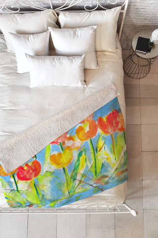 Laura Trevey Spring Tulips Fleece Throw Blanket