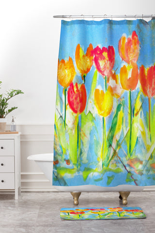 Laura Trevey Spring Tulips Shower Curtain And Mat