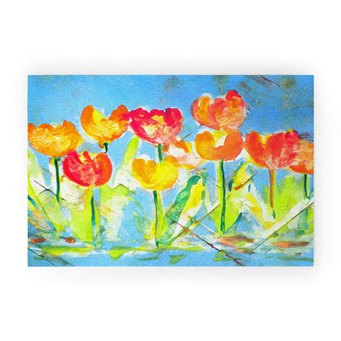 Laura Trevey Spring Tulips Welcome Mat
