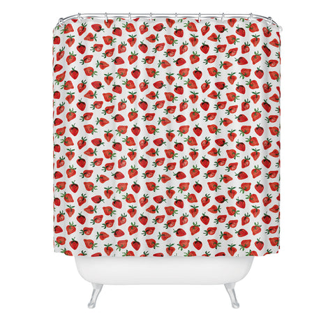 Laura Trevey Strawberry Red Shower Curtain