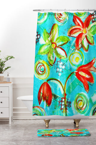 Laura Trevey Tangerine Tango Shower Curtain And Mat