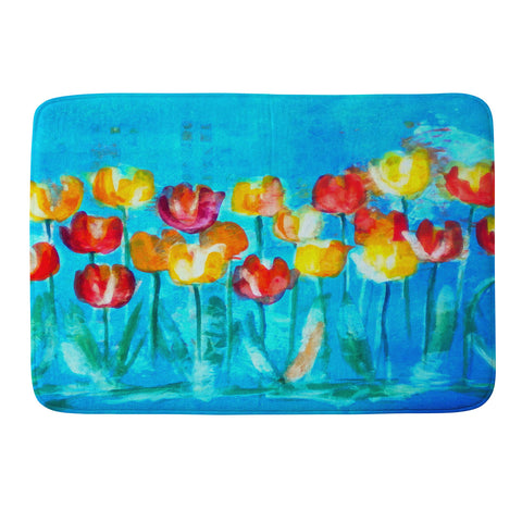 Laura Trevey Tulips in Blue Memory Foam Bath Mat