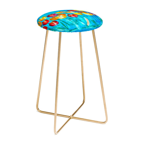 Laura Trevey Tulips in Blue Counter Stool