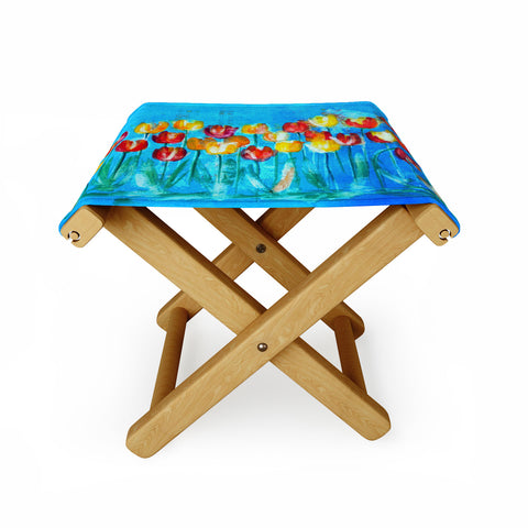 Laura Trevey Tulips in Blue Folding Stool