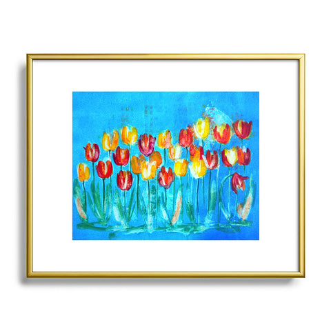 Laura Trevey Tulips in Blue Metal Framed Art Print