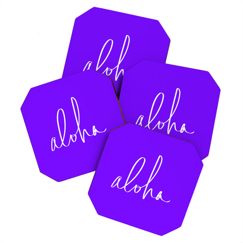 Leah Flores Aloha Purple Coaster Set