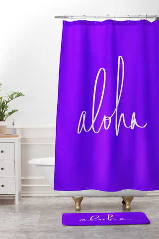 Leah Flores Aloha Purple Shower Curtain And Mat
