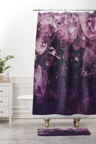 Leah Flores Amethyst Gemstone Shower Curtain And Mat