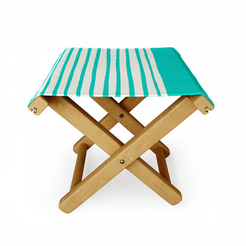 Leah Flores Aqua x Stripes Folding Stool