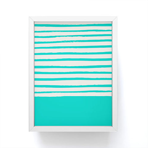 Leah Flores Aqua x Stripes Framed Mini Art Print