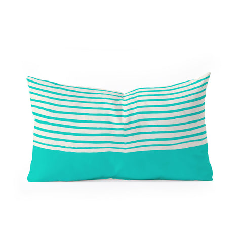 Leah Flores Aqua x Stripes Oblong Throw Pillow