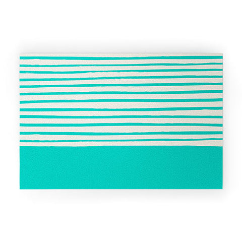 Leah Flores Aqua x Stripes Welcome Mat