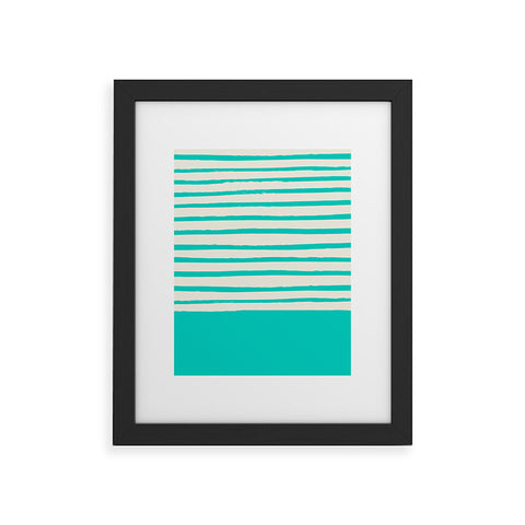 Leah Flores Aqua x Stripes Framed Art Print