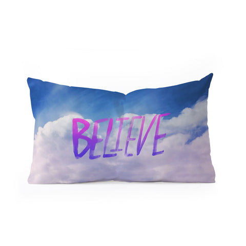 Leah Flores Believe X Clouds Oblong Throw Pillow