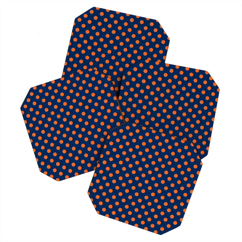 Leah Flores Blue and Orange Polka Dots Coaster Set