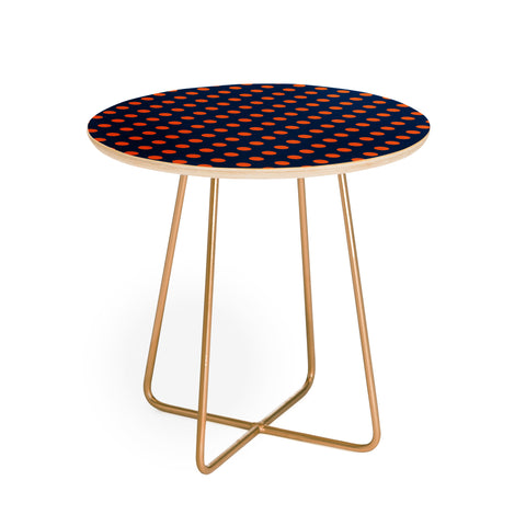 Leah Flores Blue and Orange Polka Dots Round Side Table