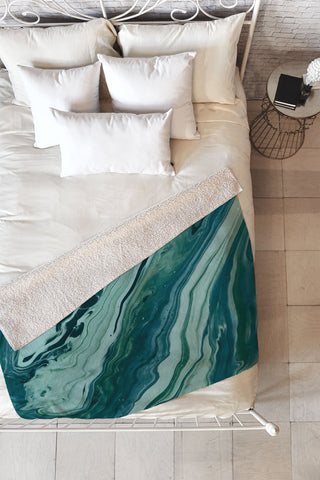 Leah Flores Blue Marble Galaxy Fleece Throw Blanket