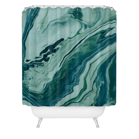 Leah Flores Blue Marble Galaxy Shower Curtain