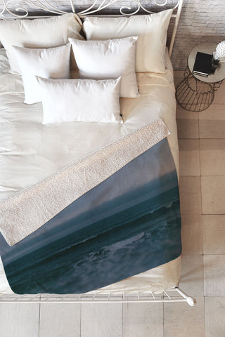 Leah Flores Dark Blue Ocean Fleece Throw Blanket