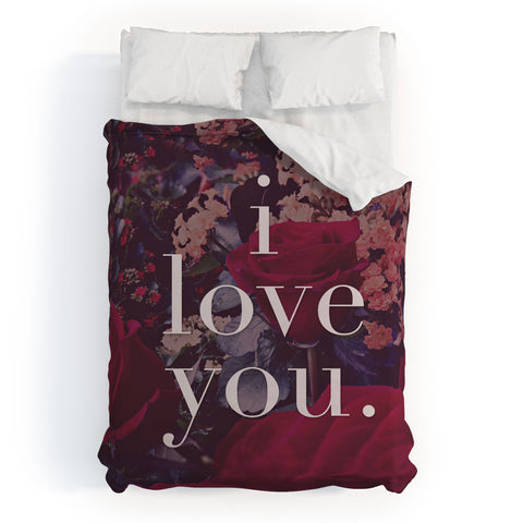 Leah Flores Floral Love Duvet Cover