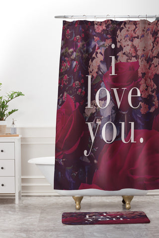 Leah Flores Floral Love Shower Curtain And Mat