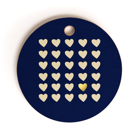 Leah Flores Gold Heart Cutting Board Round