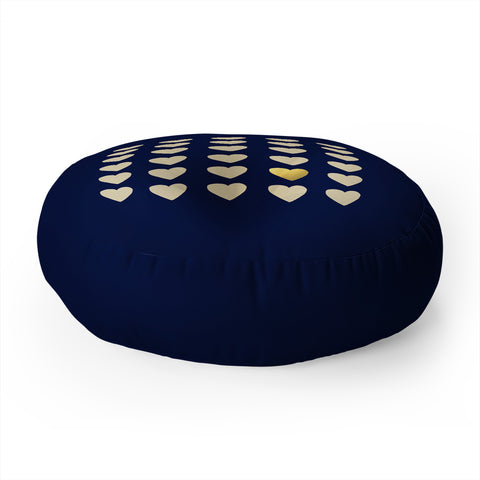 Leah Flores Gold Heart Floor Pillow Round