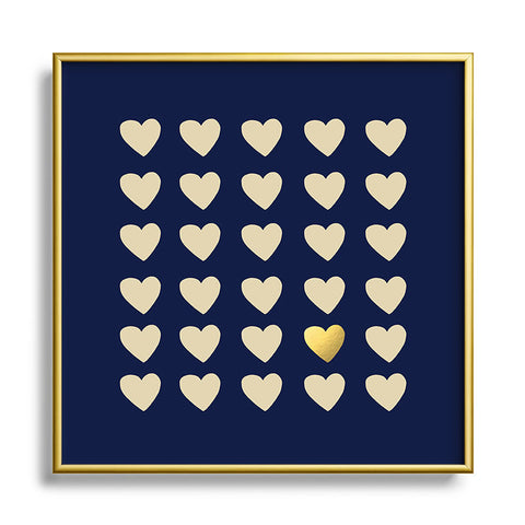 Leah Flores Gold Heart Metal Square Framed Art Print