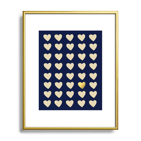 Leah Flores Gold Heart Metal Framed Art Print