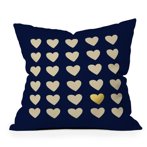 Leah Flores Gold Heart Throw Pillow