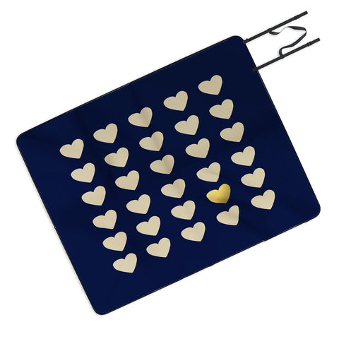 Leah Flores Gold Heart Picnic Blanket
