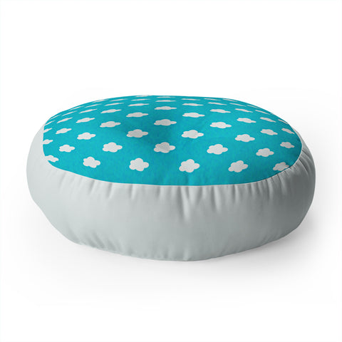 Leah Flores Happy Little Clouds Floor Pillow Round