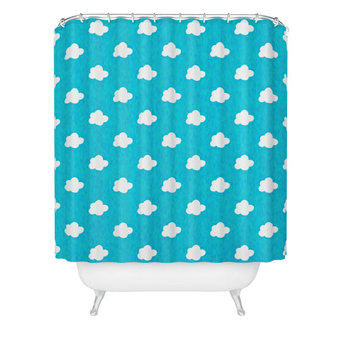 Leah Flores Happy Little Clouds Shower Curtain