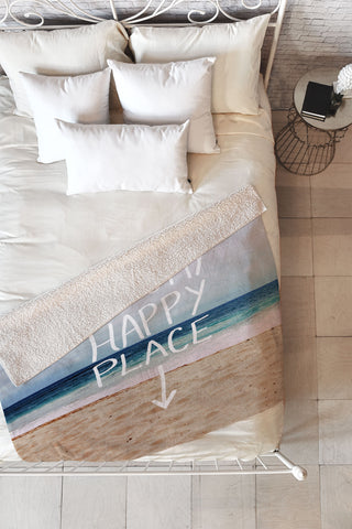 Leah Flores Happy Place X Beach Fleece Throw Blanket