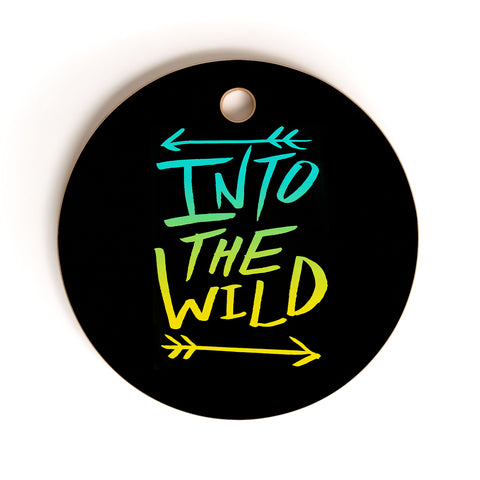 Leah Flores Into The Wild Teal And Gold Cutting Board Round