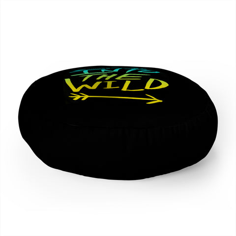 Leah Flores Into The Wild Teal And Gold Floor Pillow Round