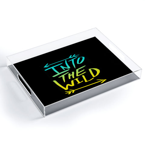 Leah Flores Into The Wild Teal And Gold Acrylic Tray