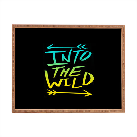 Leah Flores Into The Wild Teal And Gold Rectangular Tray