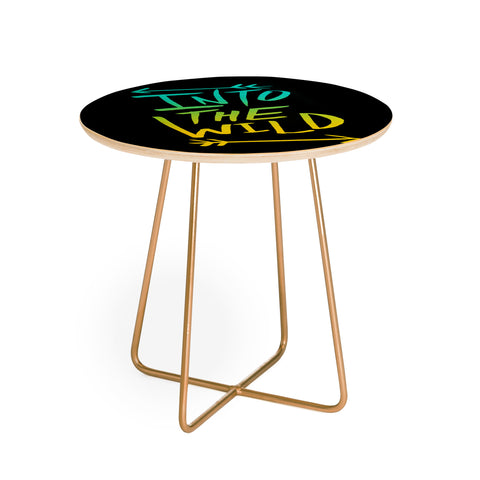Leah Flores Into The Wild Teal And Gold Round Side Table