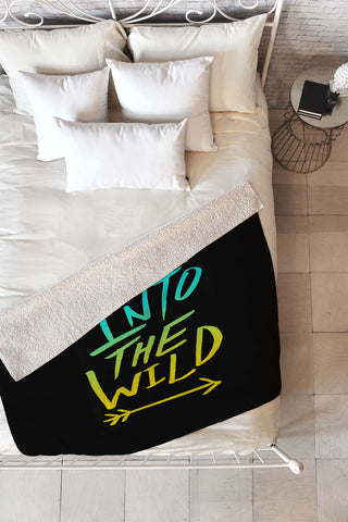 Leah Flores Into The Wild Teal And Gold Fleece Throw Blanket