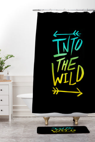 Leah Flores Into The Wild Teal And Gold Shower Curtain And Mat