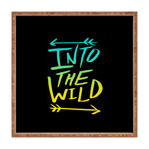 Leah Flores Into The Wild Teal And Gold Square Tray