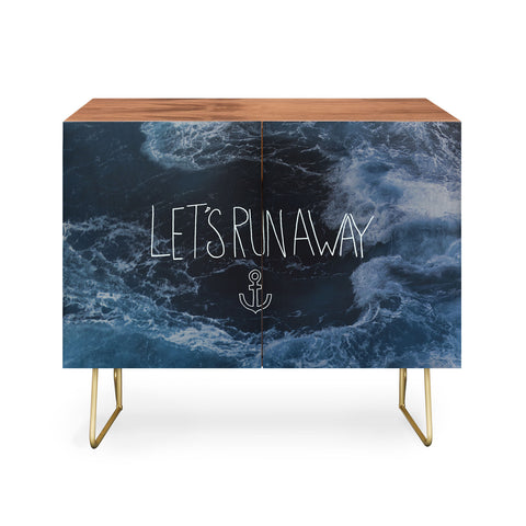 Leah Flores Lets Run Away Ocean Waves Credenza