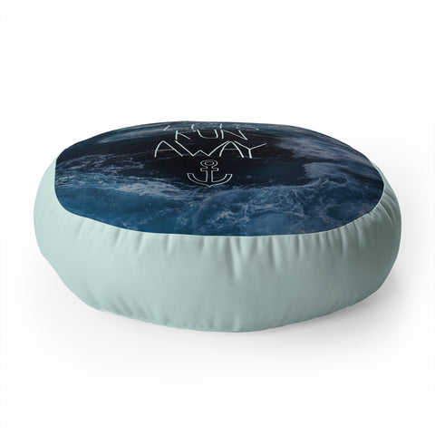 Leah Flores Lets Run Away Ocean Waves Floor Pillow Round