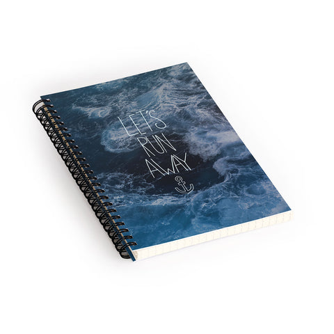 Leah Flores Lets Run Away Ocean Waves Spiral Notebook