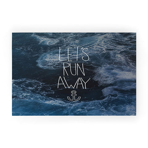 Leah Flores Lets Run Away Ocean Waves Welcome Mat