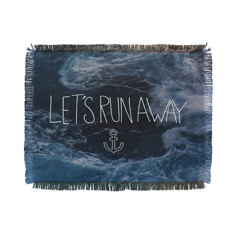 Leah Flores Lets Run Away Ocean Waves Throw Blanket