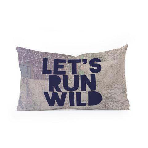 Leah Flores Lets Run Wild X Maps Oblong Throw Pillow