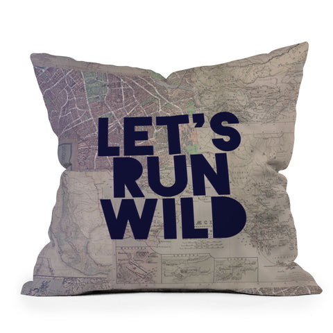Leah Flores Lets Run Wild X Maps Throw Pillow